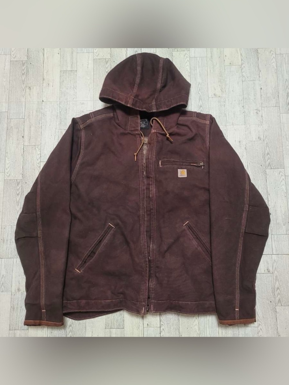 Carhartt Sandstone Sierra Brown Fleece Lined Canvas Hooded Jacket Women’s S